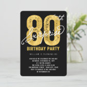 Bold Gold Foil Surprise 80ste verjaardagsfeestje U Kaart (Staand voorkant)