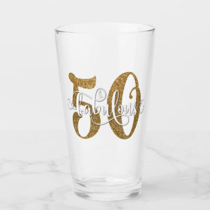Bold Gold Glitter 50 & Fantastische Verjaardag Glas