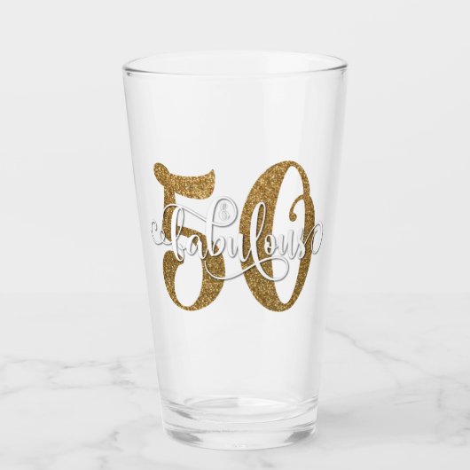 Bold Gold Glitter 50 & Fantastische Verjaardag Glas (Voorkant)