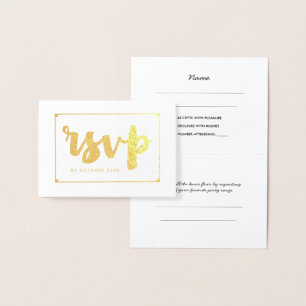 Bold Gold Hand-Lettered RSVP Folie Kaarten
