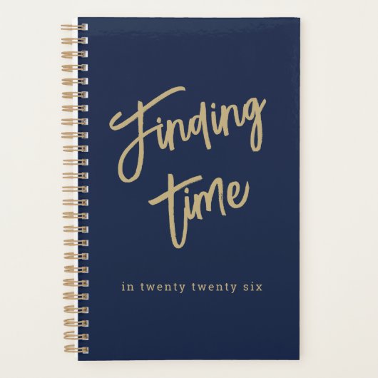 Bold Gold Script Typography Navy Blue & Gold Planner (Voorkant)