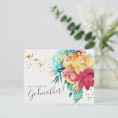 Bold Gold Splatter Floral Godmoeder proposal Kaart (Staand voorkant)