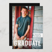 Bold Grad Guy Photo Graduation Party Invitation (Devant / Derrière)