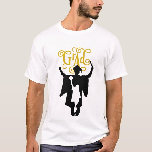 Bold Graduation Silhouette with Flying Cap Joy T-shirt (Voorkant)