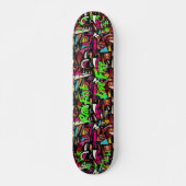Bold Graffiti & Neon Green 'Ride Fast Live Free' Skateboard (Voorkant)