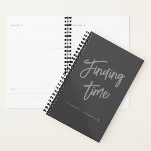 Bold Gray Script Typography Personalized Planner (Display)