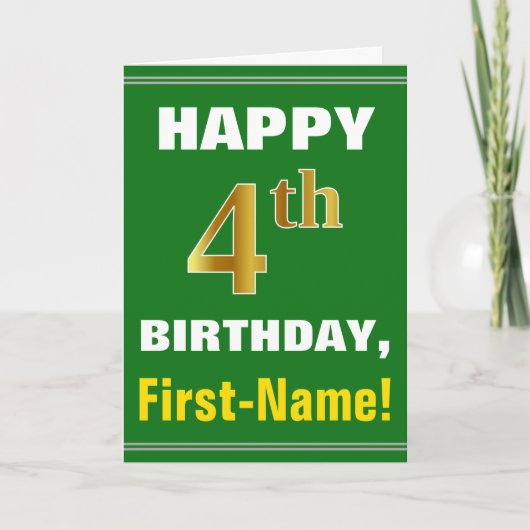 Bold, Green, Faux Gold 4e anniversaire avec carte (Devant)