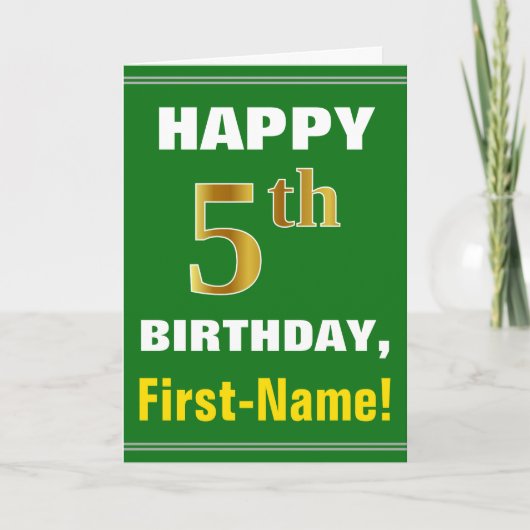 Bold, Green, Faux Gold 5e anniversaire avec carte (Devant)