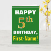 Bold, Green, Faux Gold 5e anniversaire avec carte (Fleur jaune)