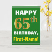 Bold, Green, Faux Gold 65e anniversaire avec carte (Fleur jaune)