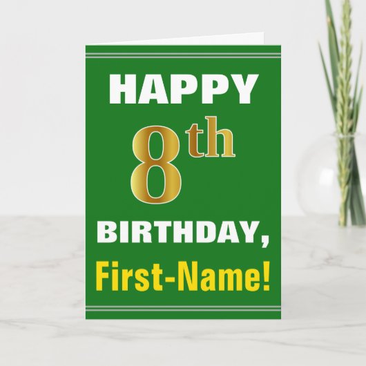 Bold, Green, Faux Gold 8e anniversaire avec carte (Devant)