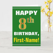 Bold, Green, Faux Gold 8e anniversaire avec carte (Fleur jaune)