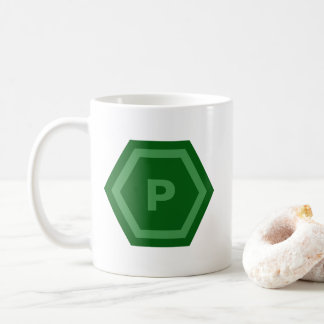 Bold Green Single Letter Monogram in Hexagons Koffiemok