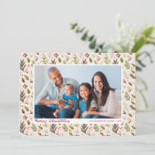 Bold Greenery Berries - kerstfoto Feestdagenkaart (Staand voorkant)