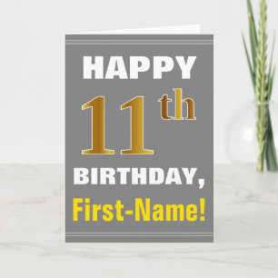 Bold, Grey, Faux Gold 11e anniversaire avec carte