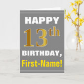 Bold, Grey, Faux Gold 13e anniversaire avec carte (Fleur jaune)
