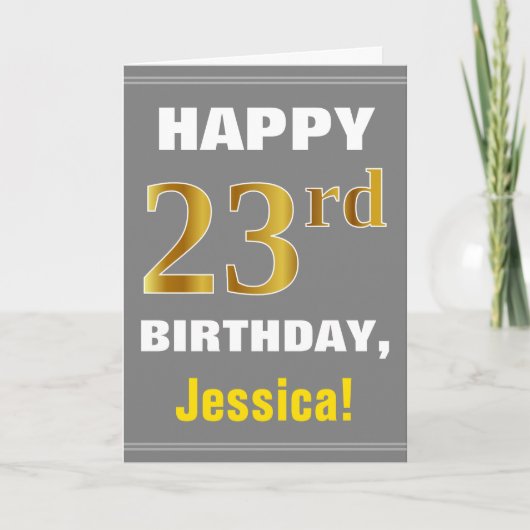 Bold, Grey, Faux Gold 23e anniversaire avec carte  (Devant)