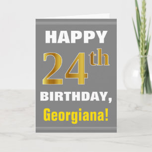 Bold, Grey, Faux Gold 24e anniversaire avec carte 
