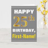 Bold, Grey, Faux Gold 25e anniversaire avec carte  (Fleur jaune)