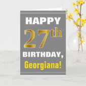 Bold, Grey, Faux Gold 27e anniversaire avec carte (Fleur jaune)