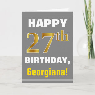 Bold, Grey, Faux Gold 27e anniversaire avec carte 