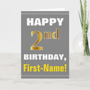 Bold, Grey, Faux Gold 2e anniversaire avec carte d