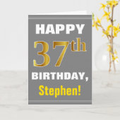 Bold, Grey, Faux Gold 37e anniversaire avec carte  (Fleur jaune)