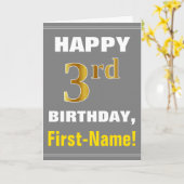 Bold, Grey, Faux Gold 3e anniversaire avec carte d (Fleur jaune)