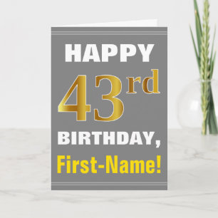 Bold, Grey, Faux Gold 43e anniversaire avec carte