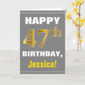 Bold, Grey, Faux Gold 47e anniversaire avec carte  (Fleur jaune)