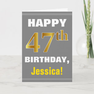 Bold, Grey, Faux Gold 47e anniversaire avec carte