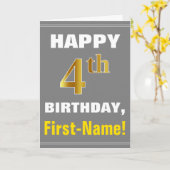 Bold, Grey, Faux Gold 4e anniversaire avec carte d (Fleur jaune)