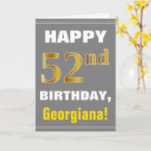 Bold, Grey, Faux Gold 52e anniversaire avec carte  (Fleur jaune)