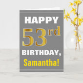 Bold, Grey, Faux Gold 53e anniversaire avec carte  (Fleur jaune)