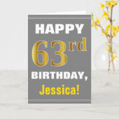 Bold, Grey, Faux Gold 63e anniversaire avec carte  (Fleur jaune)