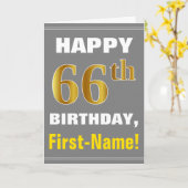 Bold, Grey, Faux Gold 66e anniversaire avec carte  (Fleur jaune)