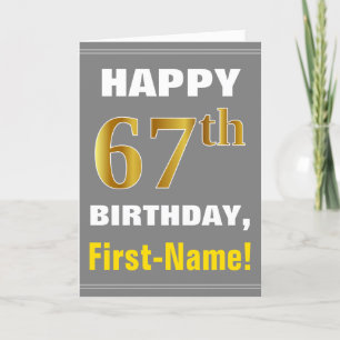 Bold, Grey, Faux Gold 67e anniversaire avec carte