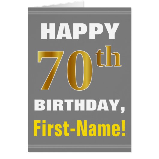 Bold, Grey, Faux Gold 70e anniversaire avec carte  (Devant)
