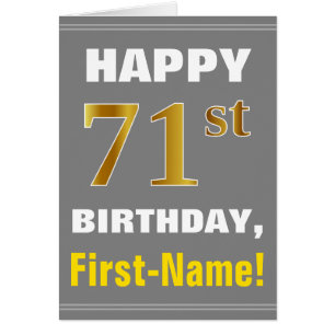 Bold, Grey, Faux Gold 71e anniversaire avec carte 