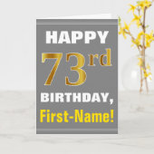 Bold, Grey, Faux Gold 73e anniversaire avec carte  (Fleur jaune)