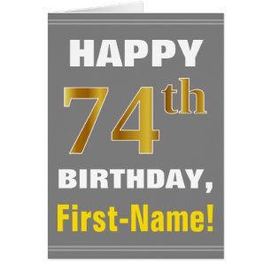 Bold, Grey, Faux Gold 74e anniversaire avec carte 