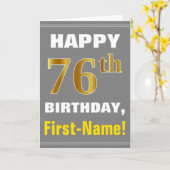 Bold, Grey, Faux Gold 76e anniversaire avec carte  (Fleur jaune)