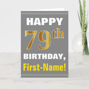 Bold, Grey, Faux Gold 79e anniversaire avec carte