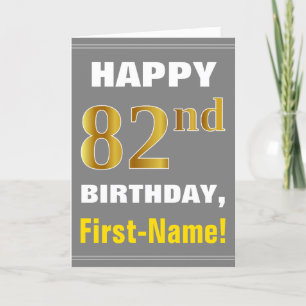 Bold, Grey, Faux Gold 82e anniversaire avec carte