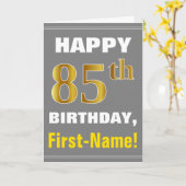 Bold, Grey, Faux Gold 85e anniversaire avec carte  (Fleur jaune)