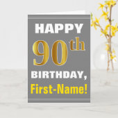 Bold, Grey, Faux Gold 90e anniversaire avec carte (Fleur jaune)