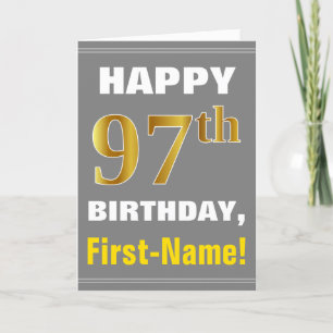 Bold, Grey, Faux Gold 97e anniversaire avec carte 