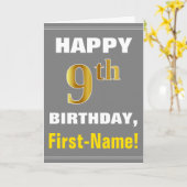 Bold, Grey, Faux Gold 9e anniversaire avec carte d (Fleur jaune)