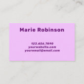 Bold Groovy Black Paars Lila Hallo Neon Glow Visitekaartje (Achterkant)