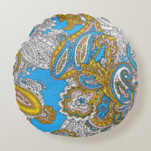 Bold Grungy Islamitisch Psychedelisch Ornament Rond Kussen